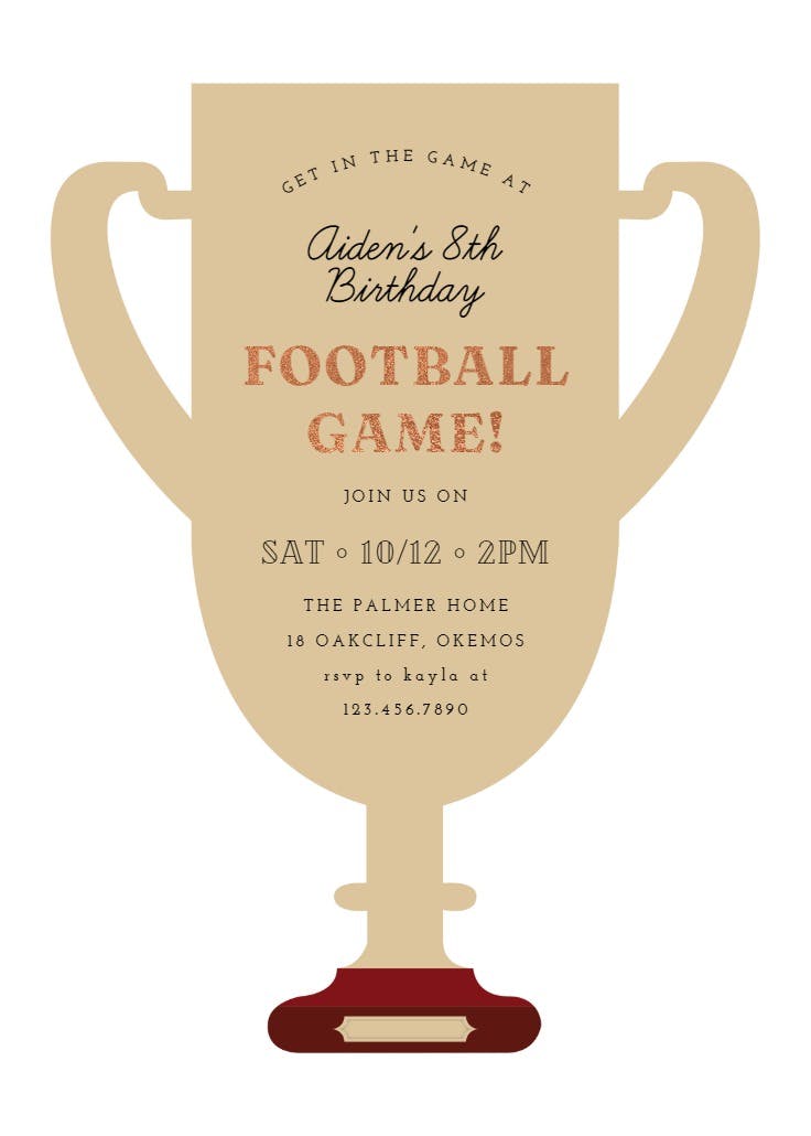 Trophy cup - sports & games invitation